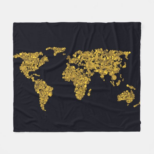 Golden Dot Weltkarte Fleecedecke (Vorderseite (Horizontal))