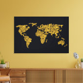 Golden Dot Weltkarte Leinwanddruck (Insitu (Wohnzimmer))