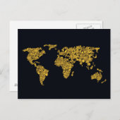 Golden Dot Weltkarte Postkarte (Vorne/Hinten)