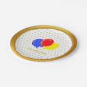 Golden Dots and Balloons Pappteller (Schrägansicht)