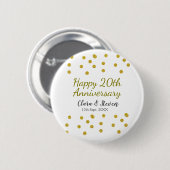 Golden dots glitter happy 20th anniversary wedding button (Vorne & Hinten)