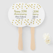 Golden dots glitter happy 20th anniversary wedding fächer (Vorne und Hinten)