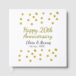 Golden dots glitter happy 20th anniversary wedding gästebuch