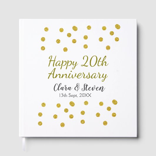 Golden dots glitter happy 20th anniversary wedding gästebuch (Vorderseite)