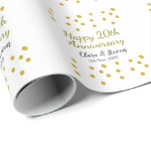 Golden dots glitter happy 20th anniversary wedding geschenkpapier (Rolleneckpunkt)