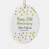 Golden dots glitter happy 20th anniversary wedding keramik ornament (Rechts)
