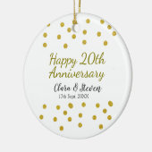 Golden dots glitter happy 20th anniversary wedding keramik ornament (Links)