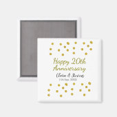 Golden dots glitter happy 20th anniversary wedding magnet (Vorderseite/Rückseite)