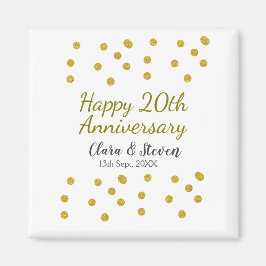 Golden dots glitter happy 20th anniversary wedding magnet