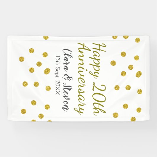 Golden dots Glitzer Happy 20. Jubiläum Hochzeit Banner (Horizontal)