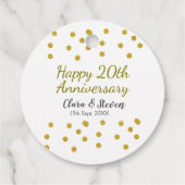 Golden dots Glitzer Happy 20. Jubiläum Hochzeit Geschenkanhänger (Rückseite)