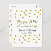 Golden dots Glitzer Happy 20. Jubiläum Hochzeit Postkarte (Vorne/Hinten)