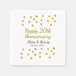 Golden dots Glitzer Happy 20. Jubiläum Hochzeit Serviette