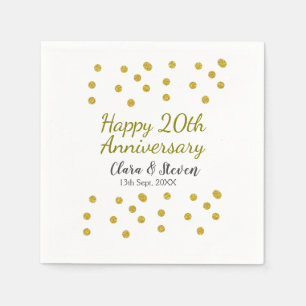 Golden dots Glitzer Happy 20. Jubiläum Hochzeit Serviette