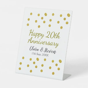 Golden dots Glitzer Happy 20. Jubiläum Hochzeit Sockelschild