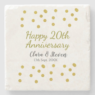 Golden dots Glitzer Happy 20. Jubiläum Hochzeit Steinuntersetzer