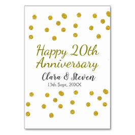 Golden dots Glitzer Happy 20. Jubiläum Hochzeit Tischnummer
