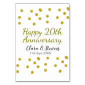 Golden dots Glitzer Happy 20. Jubiläum Hochzeit Tischnummer (Rückseite)