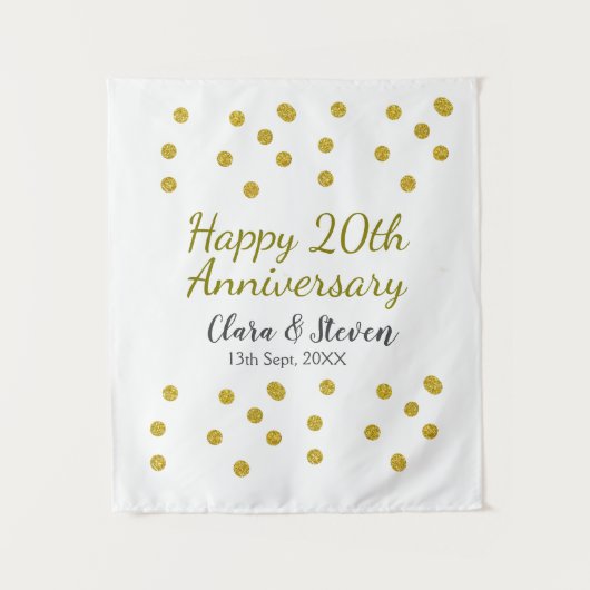 Golden dots Glitzer Happy 20. Jubiläum Hochzeit Wandteppich (Vorderseite)