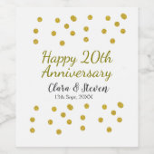 Golden dots Glitzer Happy 20. Jubiläum Hochzeit Weinetikett (Einzelnes Label)