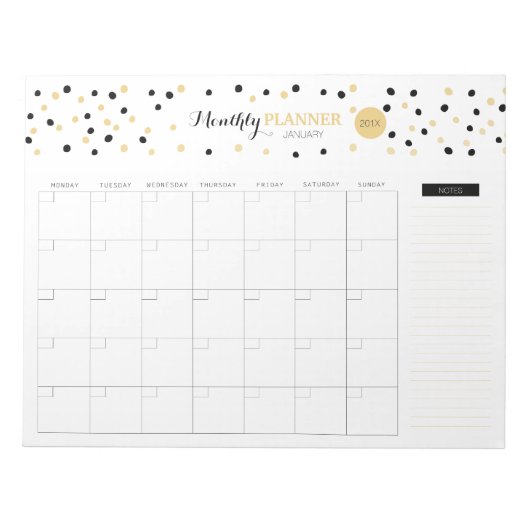 Golden Dots Monatsplaner Notizblock (Vorderseite)
