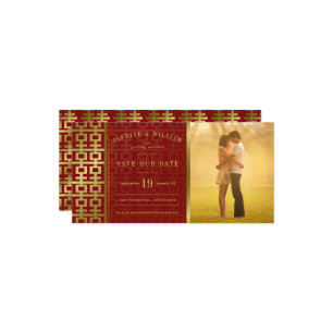 Golden Double Happiness Chinese Wedding Foto Save The Date