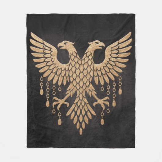 Golden Double Headed Eagle - Regal Mythic Emblem Fleecedecke (Vorderseite)