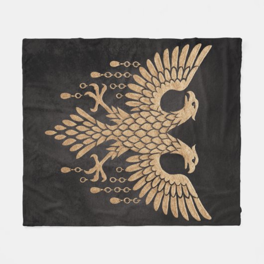 Golden Double Headed Eagle - Regal Mythic Emblem Fleecedecke (Vorderseite (Horizontal))
