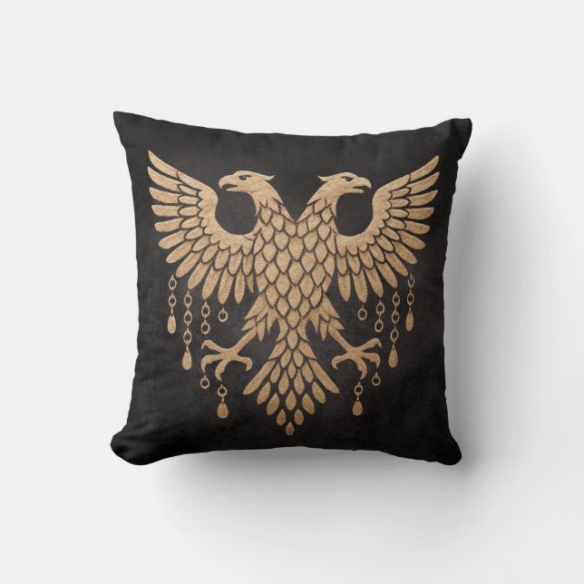 Golden Double Headed Eagle - Regal Mythic Emblem Kissen (Vorderseite)