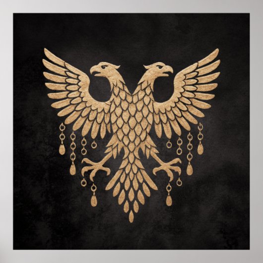 Golden Double Headed Eagle - Regal Mythic Emblem Poster (Vorne)