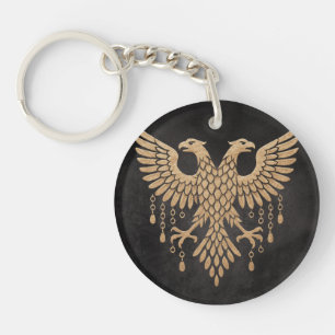 Golden Double Headed Eagle - Regal Mythic Emblem Schlüsselanhänger