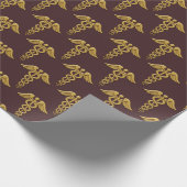 Golden Double Snake Caduceus Geschenkpapier (Ecke)