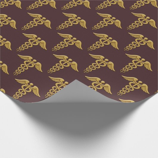 Golden Double Snake Caduceus Geschenkpapier (Ecke)