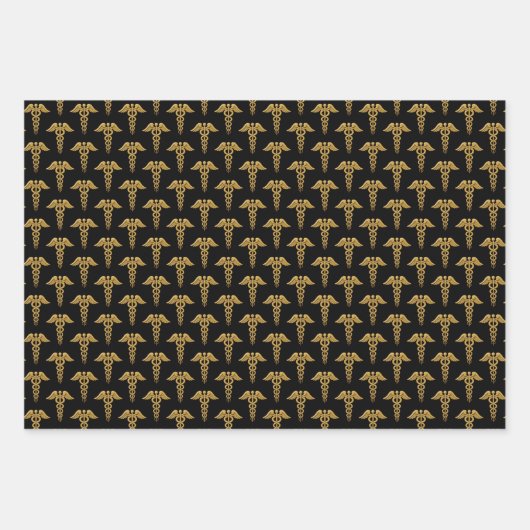 Golden Double Snake Caduceus Geschenkpapier Set (Vorderseite 2)