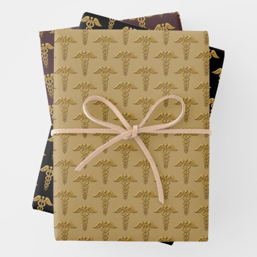 Golden Double Snake Caduceus Geschenkpapier Set (Beispiel)