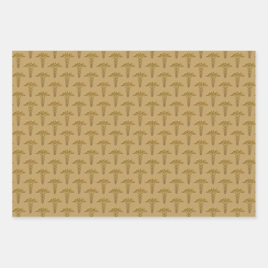 Golden Double Snake Caduceus Geschenkpapier Set (Vorderseite)