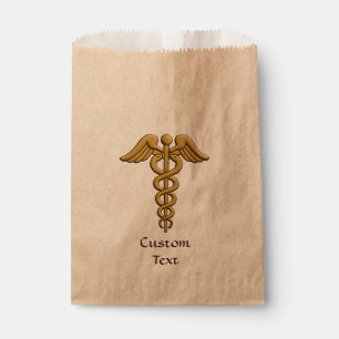 Golden Double Snake Caduceus Geschenktütchen