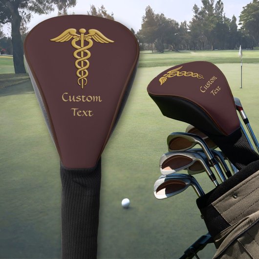 Golden Double Snake Caduceus Golf Headcover