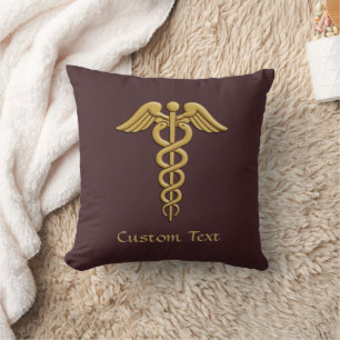 Golden Double Snake Caduceus Kissen