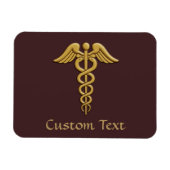 Golden Double Snake Caduceus Magnet (Horizontal)