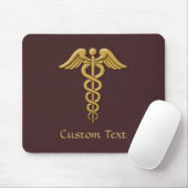 Golden Double Snake Caduceus Mousepad (Mit Mouse)