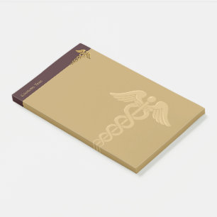 Golden Double Snake Caduceus Notes Post-it Klebezettel