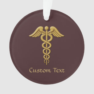 Golden Double Snake Caduceus Ornament