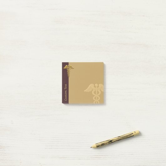 Golden Double Snake Caduceus Postit Notes Post-it Klebezettel (Auf Schreibtisch)