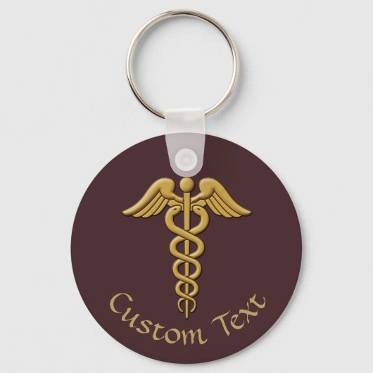 Golden Double Snake Caduceus Schlüsselanhänger (Vorderseite)