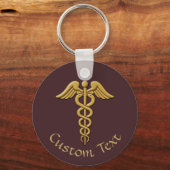 Golden Double Snake Caduceus Schlüsselanhänger (Vorderseite)