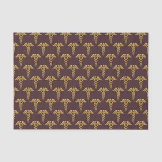 Golden Double Snake Caduceus Seidenpapier (Vorderseite)