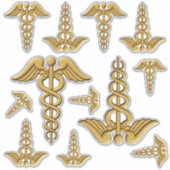 Golden Double Snake Caduceus Sticker Set (Vorderseite)