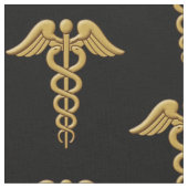 Golden Double Snake Caduceus Stoff (Nahaufnahme)