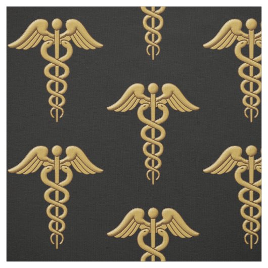 Golden Double Snake Caduceus Stoff (Muster)
